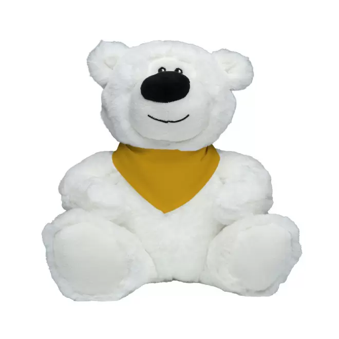 PELUCHE RPET OURS BLANC PERSONNALISABLE 'BABO BANDANA' - jaune