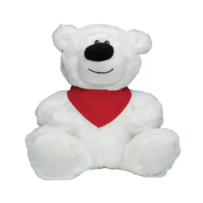 PELUCHE RPET OURS BLANC PERSONNALISABLE 'BABO BANDANA' - rouge
