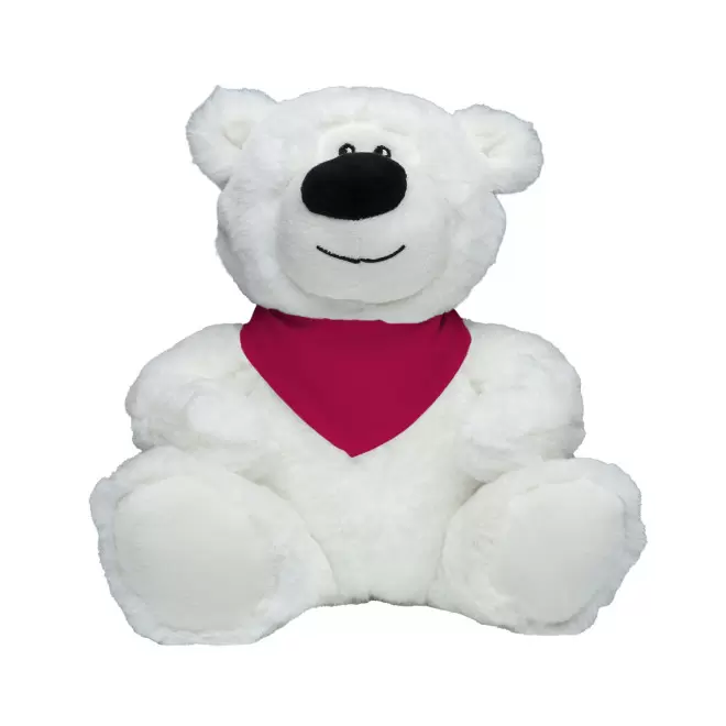 PELUCHE RPET OURS BLANC PERSONNALISABLE 'BABO BANDANA' - rose