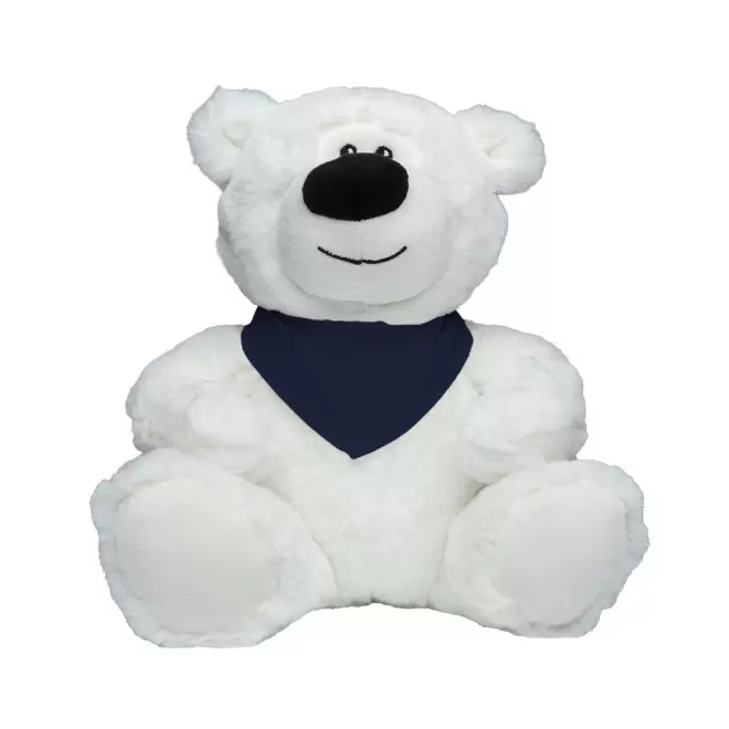 PELUCHE RPET OURS BLANC PERSONNALISABLE 'BABO BANDANA' - bleu foncé