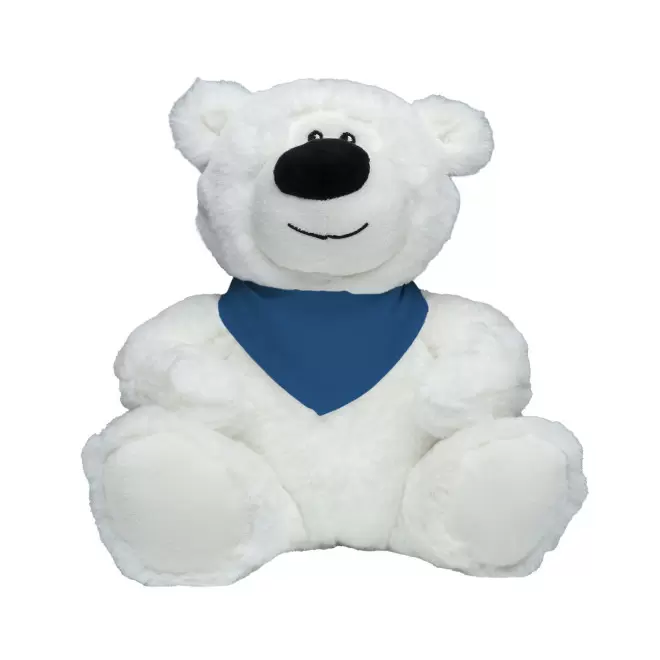 PELUCHE RPET OURS BLANC PERSONNALISABLE 'BABO BANDANA' - bleu