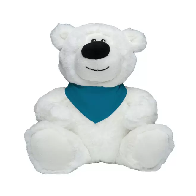 PELUCHE RPET OURS BLANC PERSONNALISABLE 'BABO BANDANA' - turquoise