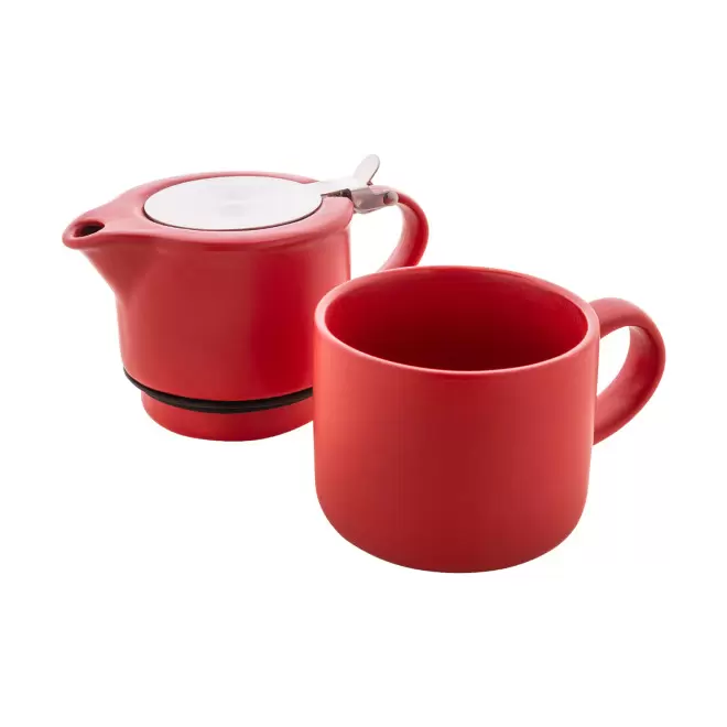 SERVICE A THE AVEC THEIERE PERSONNALISABLE 'INFUSION' - rouge