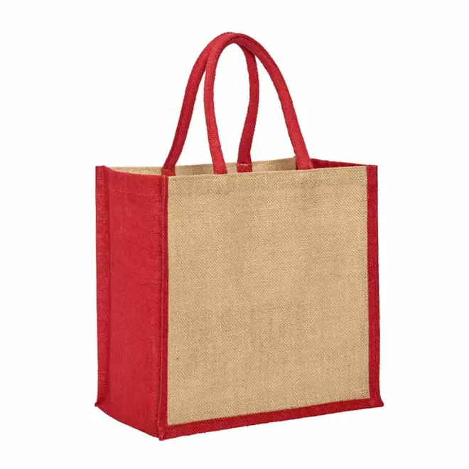 SAC EN JUTE PERSONNALISABLE SOUFFLET COLORE 'FALI' - rouge