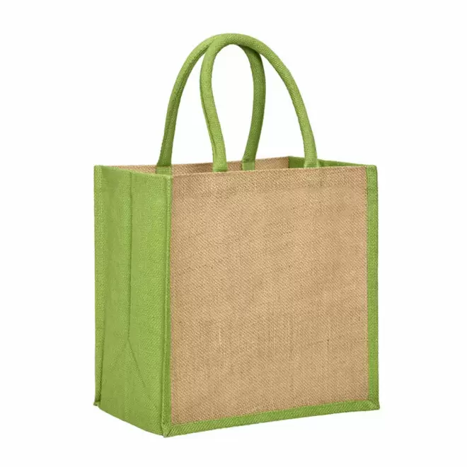 SAC EN JUTE PERSONNALISABLE SOUFFLET COLORE 'FALI' - vert