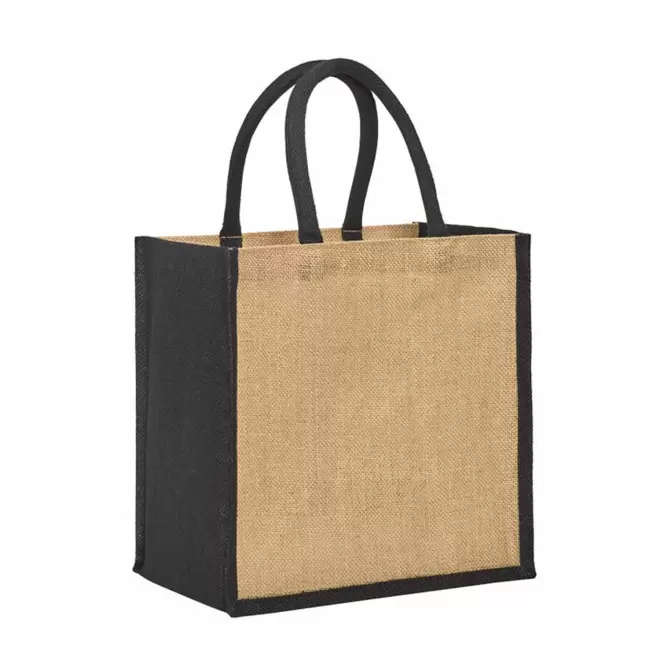 SAC EN JUTE PERSONNALISABLE SOUFFLET COLORE 'FALI' - noir