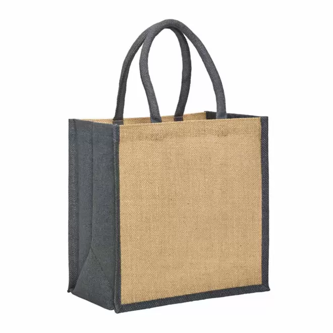 SAC EN JUTE PERSONNALISABLE SOUFFLET COLORE 'FALI' - gris
