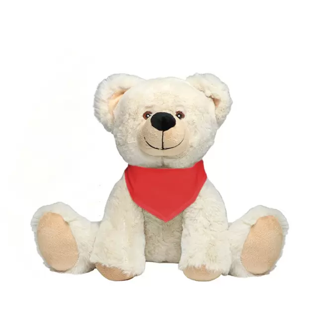 PELUCHE OURSON PERSONNALISABLE 'PADOU BANDANA' - beige/rouge