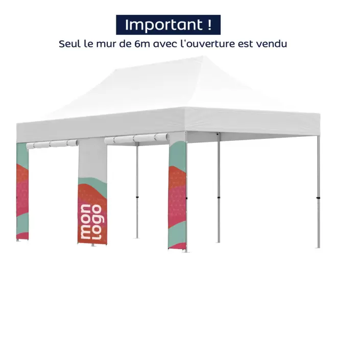 MUR AVEC OUVERTURE TENTE PERSONNALISE 6X3M 'TELTA' - blanc
