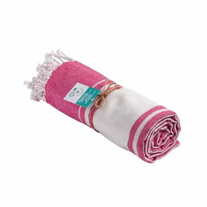 PAREO/FOUTA PERSONNALISABLE 'HORTENSE 180 RECYCLE CLASSIQUE' - fuchsia