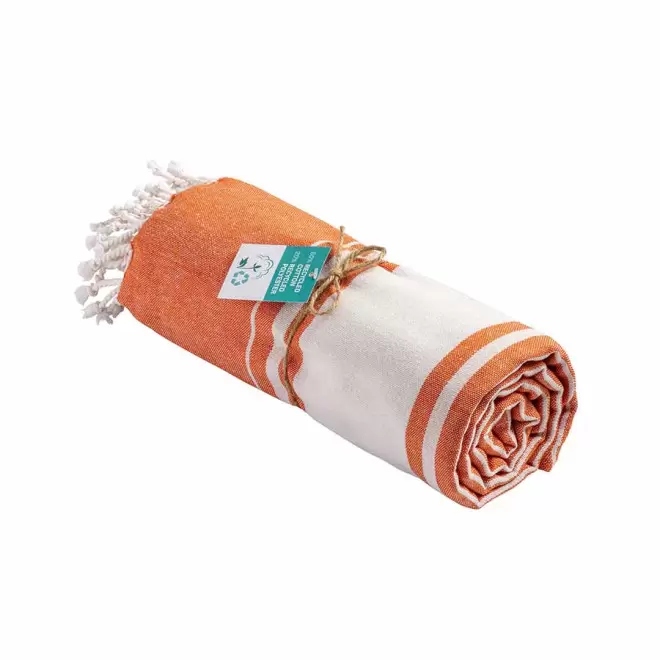 PAREO/FOUTA PERSONNALISABLE 'HORTENSE 180 RECYCLE CLASSIQUE' - orange