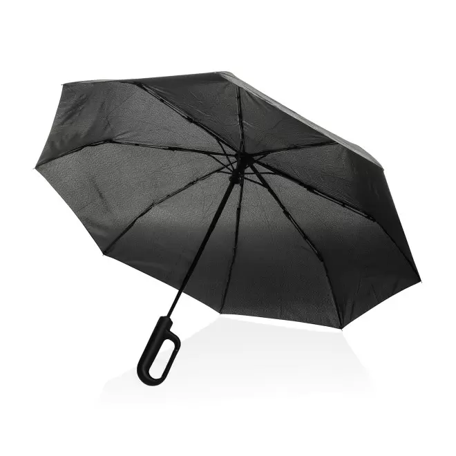 PARAPLUIE AVEC MOUSQUETON RPET PERSONNALISABLE 'YARA'  - noir