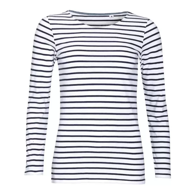 MARINIÈRE PUBLICITAIRE COL ROND FEMME 'MARINE' 150GR/M² - blanc/marine