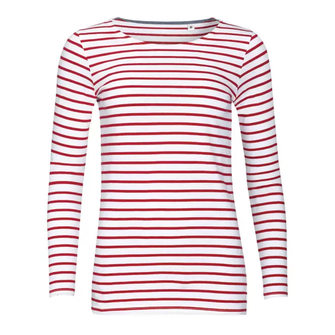 MARINIÈRE PUBLICITAIRE COL ROND FEMME 'MARINE' 150GR/M² - blanc/rouge