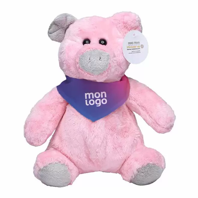 PELUCHE PERSONNALISABLE ANIMAUX DE LA FERME AVEC BANDANA SUBLIME - rose