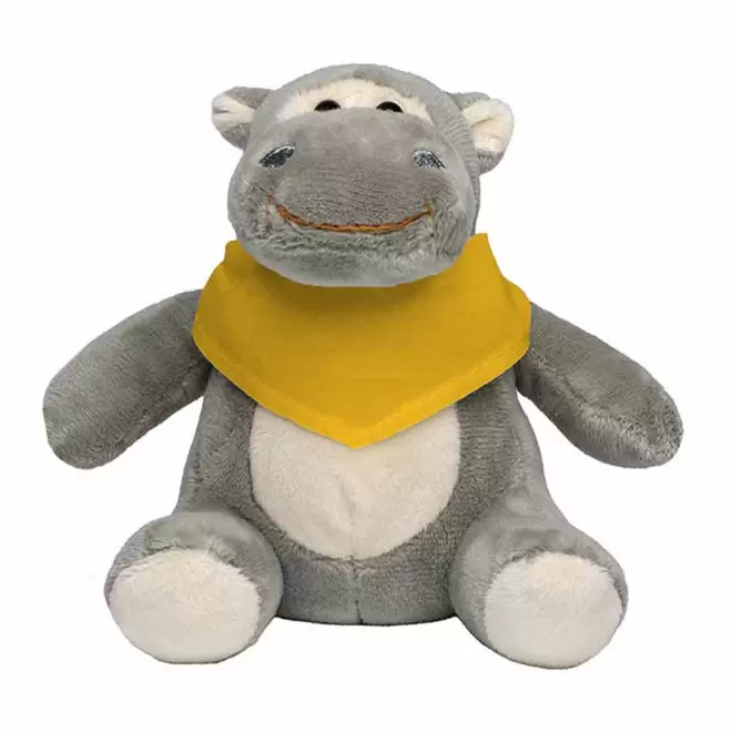 PELUCHE HIPPOPOTAME PERSONNALISABLE 'HEPPO BANDANA' - jaune
