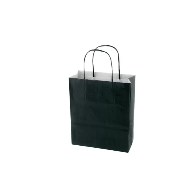 SAC PAPIER KRAFT PUBLICITAIRE ANSES TORSADEES 'CUBANO' 18X22X8 cm 90 GR/M² - noir