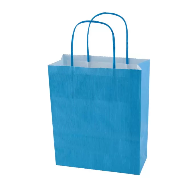 SAC PAPIER KRAFT PROMOTIONNEL ANSES TORSADEES 'CUBANO' 32X41X12 cm 100 GR/M² - bleu