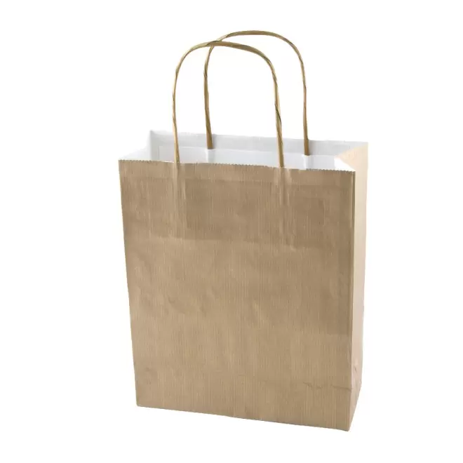 SAC PAPIER KRAFT PROMOTIONNEL ANSES TORSADEES 'CUBANO' 32X41X12 cm 100 GR/M² - doré