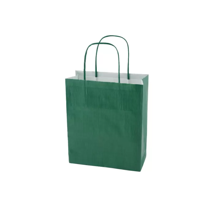 SAC PAPIER KRAFT PUBLICITAIRE ANSES TORSADEES 'CUBANO' 22X31X10 cm 90 GR/M² - vert foncé