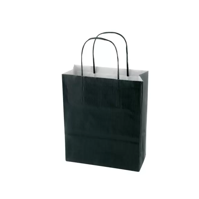 SAC PAPIER KRAFT PUBLICITAIRE ANSES TORSADEES 'CUBANO' 22X31X10 cm 90 GR/M² - noir