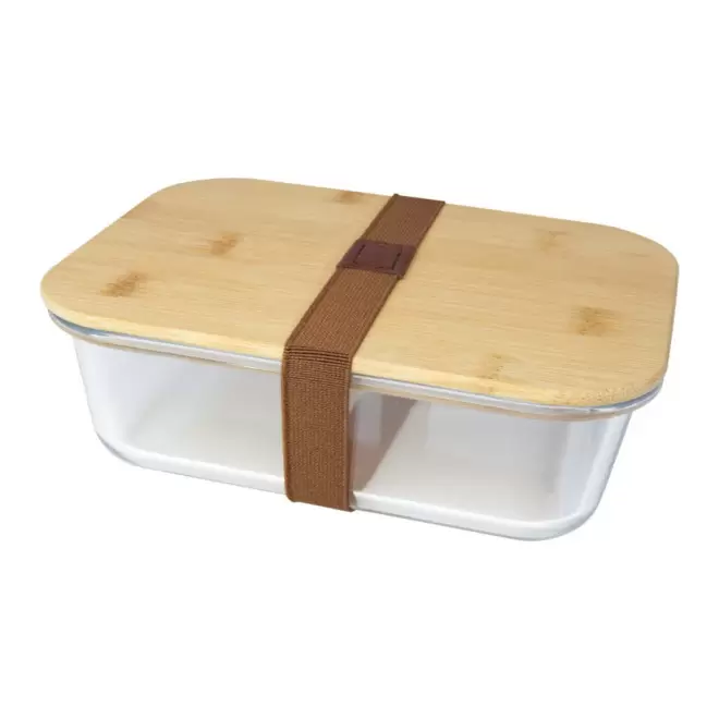 LUNCH BOX PERSONNALISABLE EN VERRE/BAMBOU 'LASI' 4J - transparent/bambou