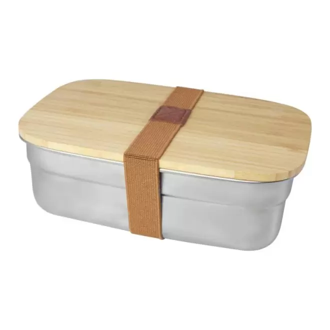 LUNCH BOX PERSONNALISABLE EN ACIER/BAMBOU 'TERAS' 4J - argenté