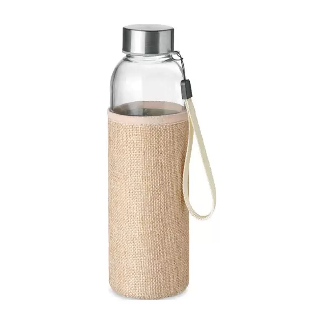 BOUTEILLE PERSONNALISABLE EN VERRE ET JUTE 'BOCA TOUCH' 4J - beige