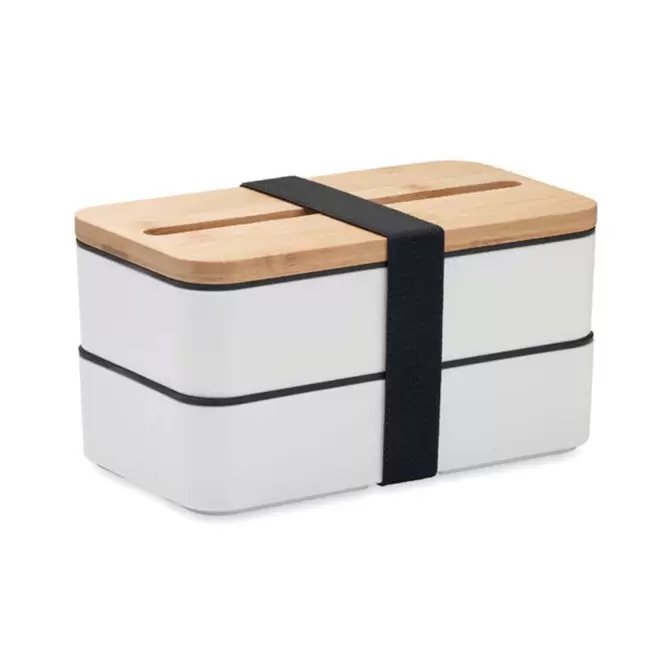 LUNCH BOX PERSONNALISABLE A DEUX NIVEAUX 'RAVUN' 4J - blanc