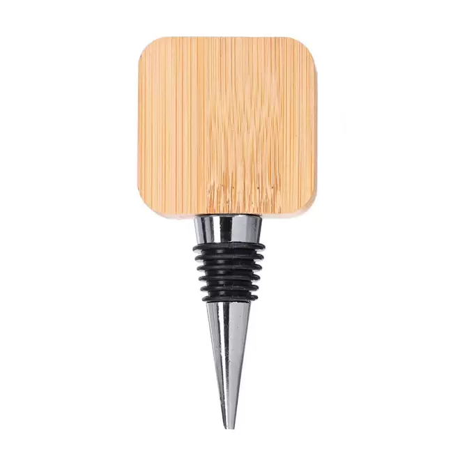 BOUCHON ET DECAPSULEUR PERSONNALISE EN BAMBOU 'NIMPO' - carre