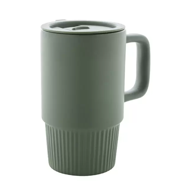 MUG CERAMIQUE AVEC COUVERCLE 420ML PERSONNALISABLE 'VIAA' - vert