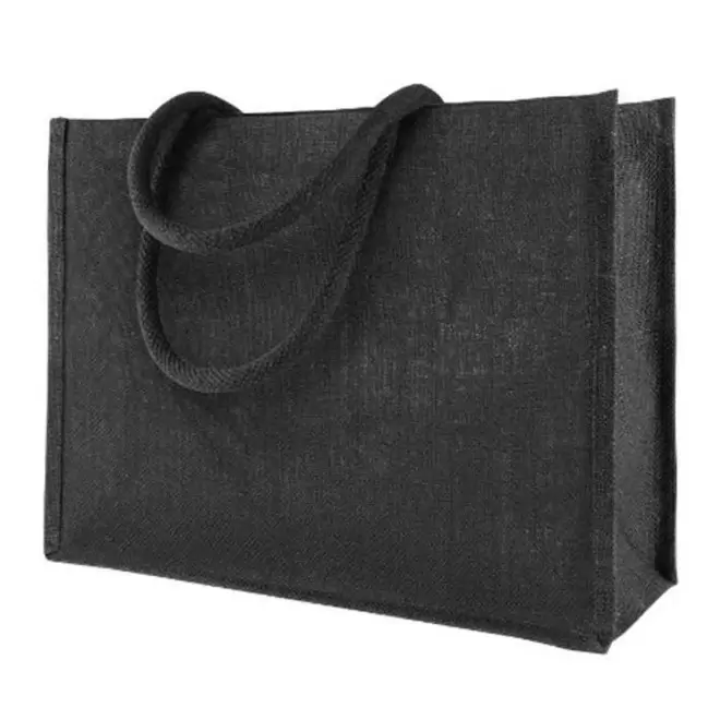 SAC PERSONNALISABLE EN JUTE NOIR 330 GR/M² 'MADOU' - noir