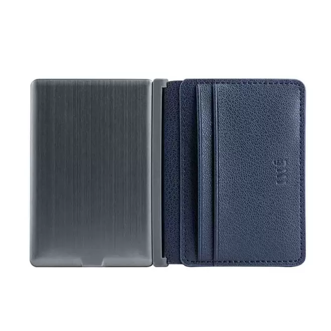 EXPRESS 72H - PORTE-CARTES PERSONNALISÉ RECYCLÉ AVEC POWERBANK 3 000 MAH XOOPAR® 'INE' - bleu