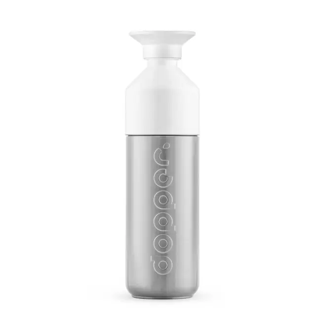 BOUTEILLE ISOTHERME PERSONNALISABLE DOPPER 580ML 'LOSTRI' - argenté/blanc