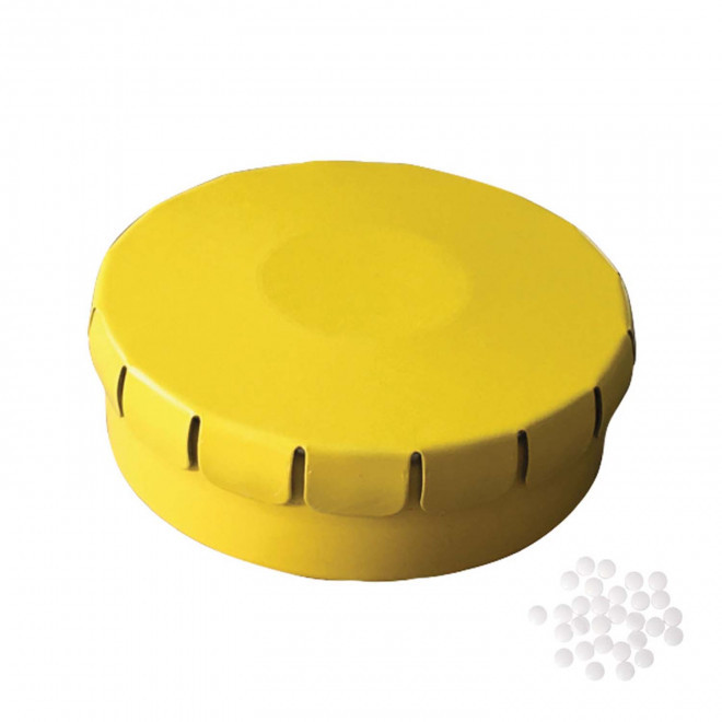 EXPRESS 48H - BOÎTE À BONBONS PUBLICITAIRE 'CLIC CLAC' - jaune