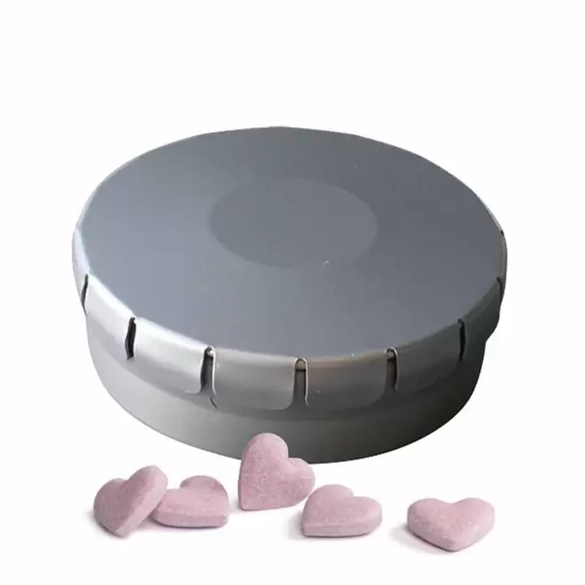 EXPRESS 48H - BOÎTE À BONBONS COEUR PUBLICITAIRE 'CLIC CLAC' - argenté