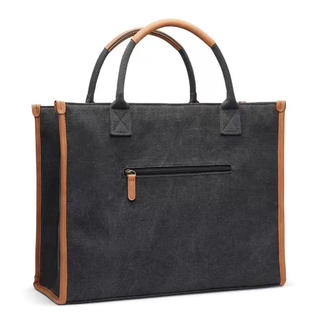 CABAS PERSONNALISABLE EN TOILE RECYCLEE 'MASTY' - noir