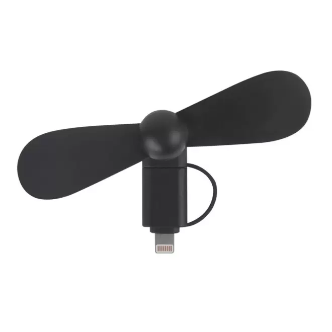 VENTILATEUR 2 EN 1 AVEC EMBOÛT LIGHTNING ET MICRO-USB 'NOROIT' - noir