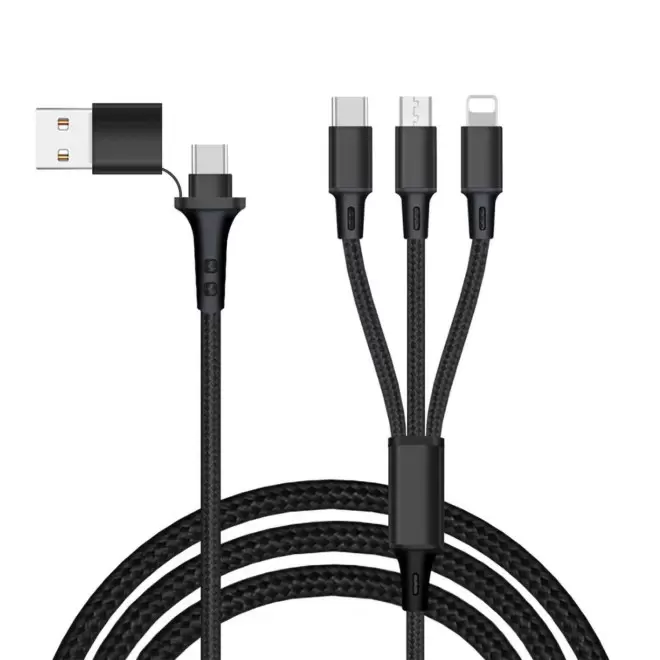 CABLE DE CHARGE PERSONNALISABLE 5 EN 1 12W 'KOLM' - noir
