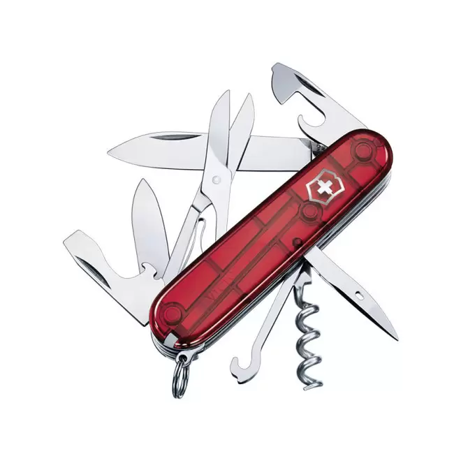COUTEAU SUISSE PERSONNALISÉ 14 FONCTIONS 'CLIMBER' - rouge transparent