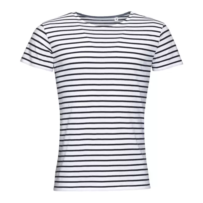 T-SHIRT MARINIÈRE PERSONNALISÉ HOMME 'MILES' 150GR/M² - blanc/marine