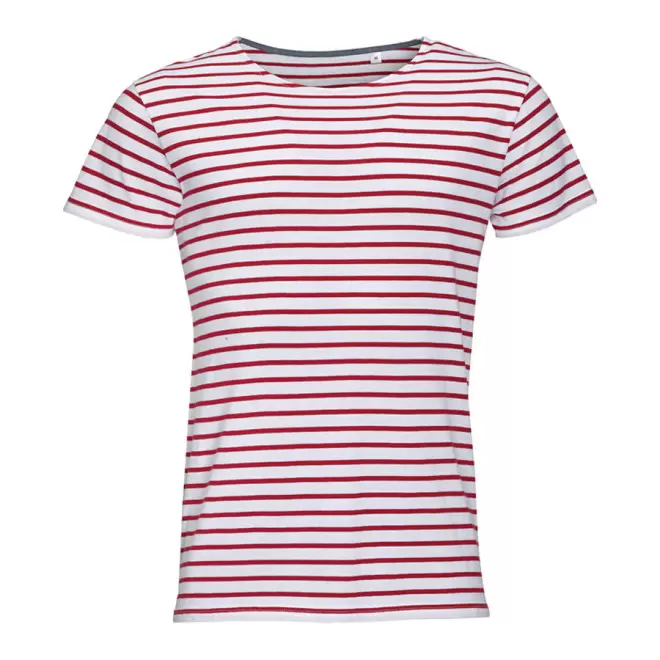 T-SHIRT MARINIÈRE PERSONNALISÉ HOMME 'MILES' 150GR/M² - blanc/rouge