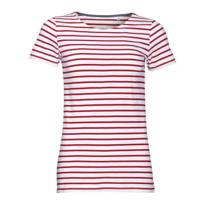 T-SHIRT MARINIÈRE PUBLICITAIRE FEMME 'MILES' 150GR/M² - blanc/rouge