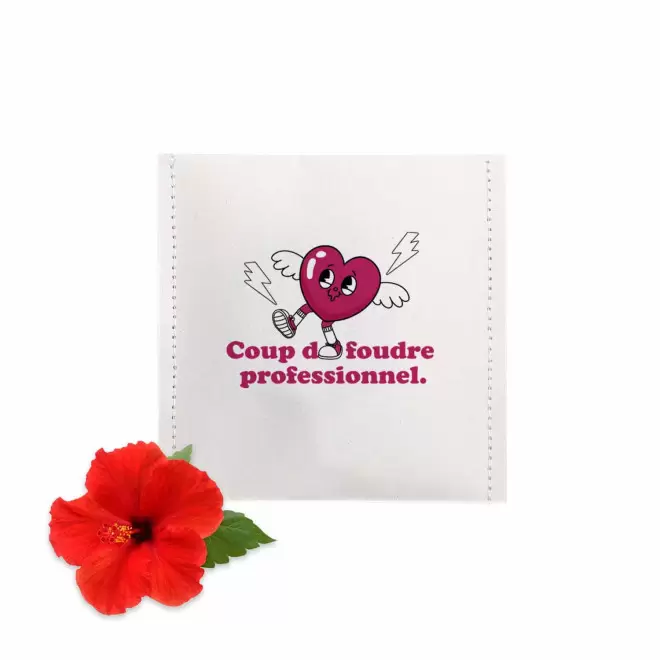 SACHET DE THE PERSONNALISABLE BLANC 'YUNN HAPPY WORK' - blanc