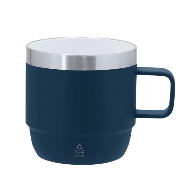 MUG ACIER ET CERAMIQUE PERSONNALISE 180ML 'BLUYVO' - bleu
