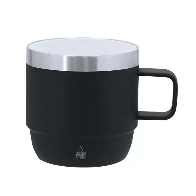 MUG ACIER ET CERAMIQUE PERSONNALISE 180ML 'BLUYVO' - noir