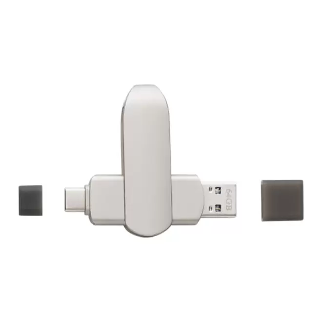 CLE USB TWIST 3.0 PERSONNALISABLE 'MITALLO DUO' 64 GO - argenté