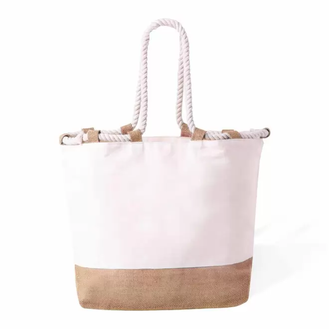 SAC COTON ET JUTE PERSONNALISABLE 'PRAIA' - marron