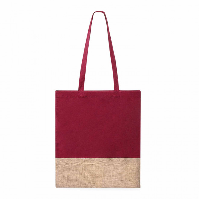 TOTE BAG AVEC JUTE PERSONNALISABLE 'KIRJA' - bordeaux