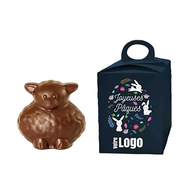 MOULAGE EN CHOCOLAT BIO NOIR OU AU LAIT PERSONNALISÉ LPCC® 'CHOCO' - mouton chocolat au lait